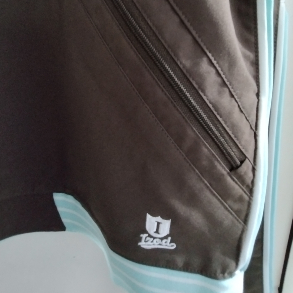 EUC Izod Movement Brown Jacket with Light Blue Accents Zip Up Lightweight XL - Picture 6 of 7